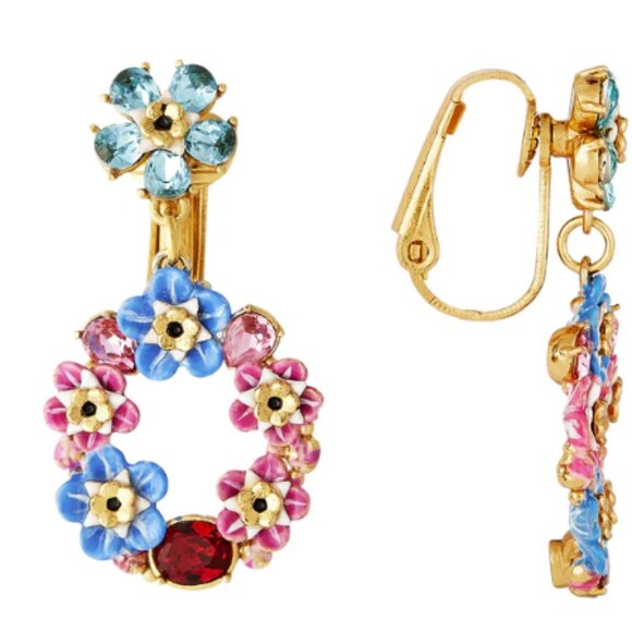 Les Nereides Clip-on EarringForget-me-not and Rosebuds Circular Clip-on Earring - Picture 5 of 5